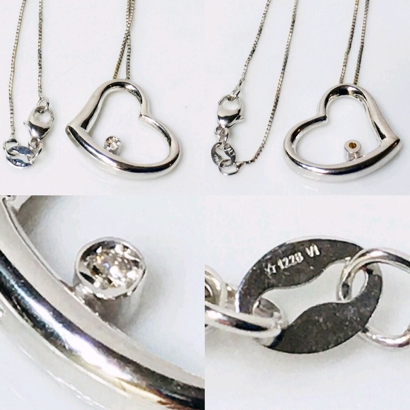 Roberto Coin 18k Diamond Slanted Heart Necklace - Picture 3 of 8